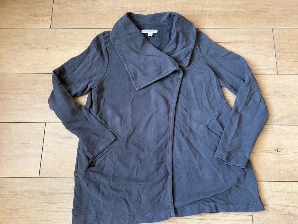 J.Jill Pure Jill Organic Cotton Draped Shawl Collar Cardigan Jacket XS Gray
